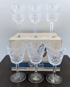 Set of 6 Vintage Waterford Crystal Baltray Claret Wine Goblets Glasses Ireland - Picture 1 of 14