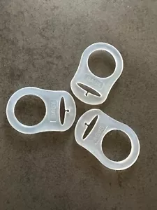 3x Silikonring Gummiring für Schnullerkette Schnuller ohne Ring z.B. MAM transp. - Bild 1 von 1
