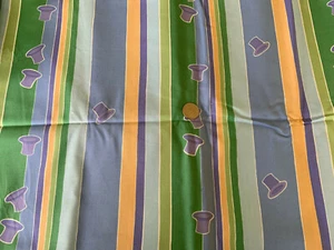 1  yd 22" Magic Rabbit Hats On Blue-Green Striped Cotton Fabric - Picture 1 of 2