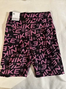NEW Nike One Women 7" Cosmic Fuchsia Printed Mid-Rise Biker Shorts Workout XS - Picture 1 of 4