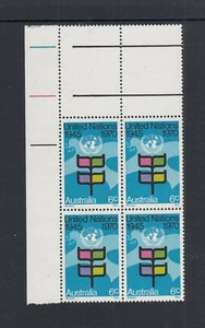 1970 6¢ United Nations SG 476 variety BW 545e in a MUH T/L corner block of 4. - Picture 1 of 3