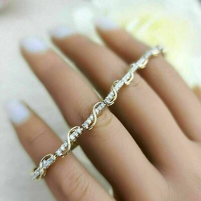 Certified 10K Yellow Gold Fancy Tennis Bracelet For Women 3Ct Lab Grown Diamond - Image 1 of 4