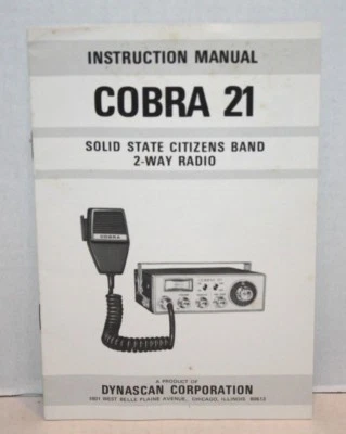 Vintage Cobra 21 Original CB Radio Instruction Manual Dynascan FREE Shipping! - Image 1 of 4