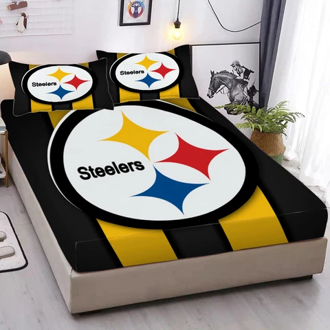 Pittsburgh Steelers Pocket Sheet 3PC Fitted Sheets&Pillowcase Bedding Set Cover