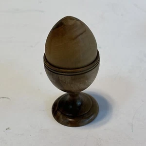 Vintage Handcrafted Olive Wood Egg & Holder Bethlehem Israel Religious T119 - Photo 1 sur 16