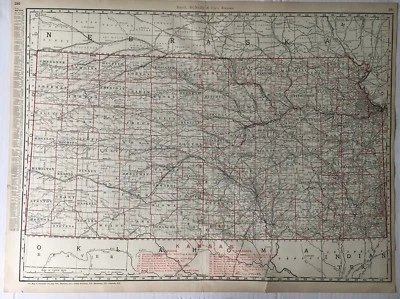 Vintage 1888 Rand McNally Novo Atlas de Negócios Mapa das rotas ferroviárias do Kansas RR - Imagem 1 de 4