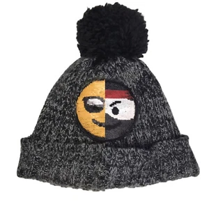 Children’s Place Kids’ Flip Sequin Pom Pom Winter Lined Beanie Ninja/Smiley Face - Picture 1 of 8