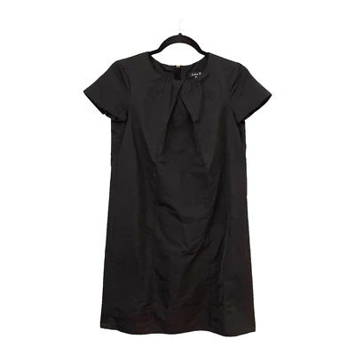 Lida Baday Size 2 Silk Taffeta Short Sleeve Shift Dress Exposed Back Zipper LBD - Image 1 of 4