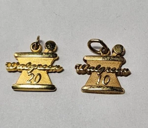 Estate  Walgreen Gold Filled 10 & 20 Years Of Service Employee Award Charms - Picture 1 of 4
