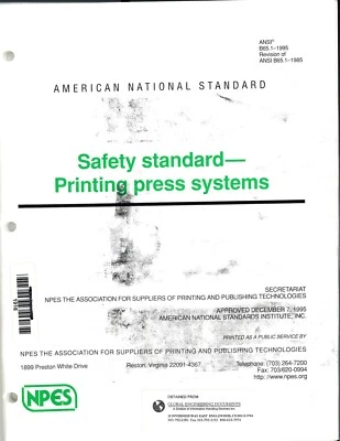 ANSI B65.1-1995 - Safety Standard - Printing Press Systems - Image 1 of 3
