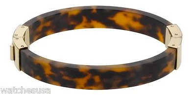 Michael Kors Hinged Tortoise-shell Bangle Engraved Buckle Bracelet MKJ1031 - Image 1 of 2