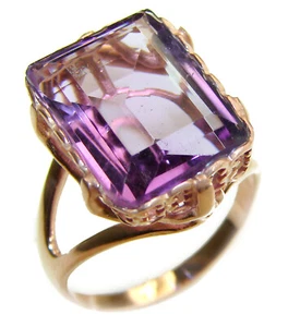 Anillo de plata de ley .925 de amatista de oro de 18 quilates de 10,5 quilates tamaño: 7,25 hecho a mano - Imagen 1 de 3