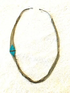 Southwestern Liquid Sterling Silber 925 - 10 Strang Türkis Perlen Halskette    - Bild 1 von 4