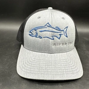 River Tec Fishing Boat Trucker Hat Snapback Cap Richardson Black/Gray/Blue New - Picture 1 of 6