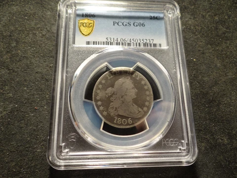 1806 PCGS G06  Draped Bust Quarter Very Bold Look RXR SLABZ Cover