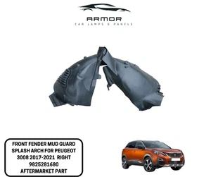 FRONT FENDER MUD GUARD SPLASH ARCH FOR PEUGEOT 3008 2017-2021 Driver 9825281680 - Picture 1 of 7
