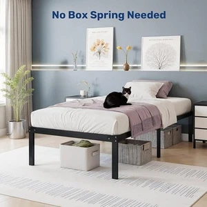 Twin Size Metal Platform Bed Frame 14 Inch Heavy Duty Storage No Box Spring - Picture 1 of 7
