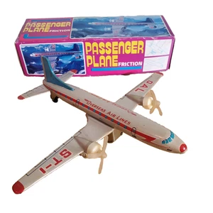 Vintage MF104 ST-1 Overseas Airlines Blech Passagier Reibflugzeug getestet in Box - Bild 1 von 9
