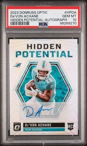 2023 Panini Donruss Optic Hidden Potential De'von Achane RC 19/25 PSA 10 - Bild 1 von 3
