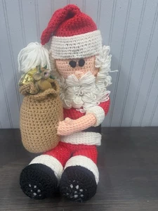 Crocheted Santa Santa Claus Vintage Over 20 Inches Long Christmas - Picture 1 of 11