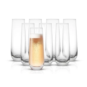 Milo Stemless Champagne Flutes Set of 8 Crystal Glasses. 9.5oz Prosecco Wine ... - Picture 1 of 9