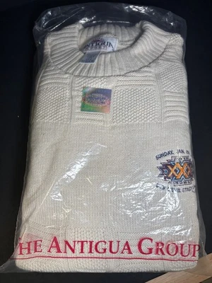 Suéter Blanco Tejido Cuello Redondo Vintage Antigua 1996 Super Bowl XXX Talla XL Foto 1 de 4
