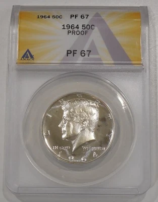 1964 PROOF Kennedy Half DOLLAR - 90% SILVER ANACS PF 67 - Image 1 of 2