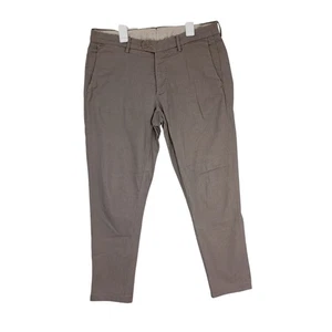 Saks Fifth Avenue Mens Khaki Slim-Fit Trousers Size 32 Made In Italy 97% Cotton - Picture 1 of 10