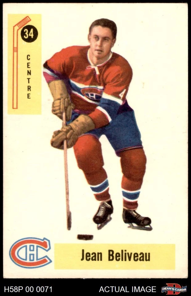 1958 Parkhurst #34 Jean Beliveau Canadiens HOF 4 - VG/EX - Image 1 of 1