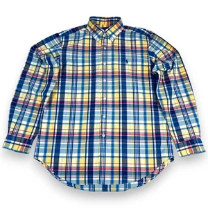 Ralph Lauren Mens L Shirt Button Down Plaid Polo Classic Fit 100% Cotton - Picture 1 of 10