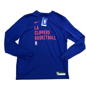 NIKE Dri-Fit Los Angeles Clippers Basketball Shirt Men's LG Long Sleeve Blue NWT - Picture 1 of 9
