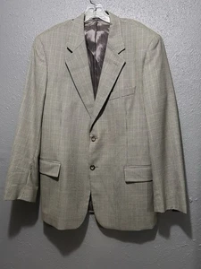 Harold Powell Men’s 42R Beige Wool Houndstooth Blazer Suit Jacket Sport Coat - Picture 1 of 22