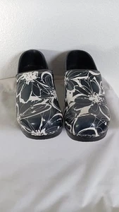 Zuecos daneses Sanita The Original negro blanco flor para mujer 38 - Imagen 1 de 11