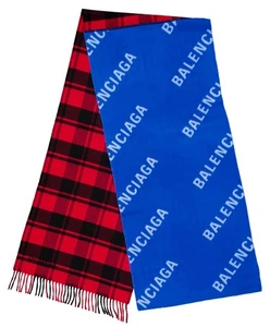 BALENCIAGA 50/50 LOGO WOOL SCARF MADE IN ITALY 697726421B04274 - Picture 1 of 4