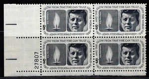 USA 1964 KENNEDY MEMORIAL ISSUE PLATE BLOCK OF 4 SCOTT 1246 MNH - Picture 1 of 1