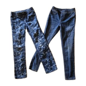 Lot Of 2 Blue Jeans Girls Size 6 Jordache & Cherokee Elastic Waist Jeggings Camo - Picture 1 of 13