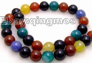 12mm Rund Mehrfarbig Achat Edelstein Perlen Strang 15-166 - Bild 1 von 1