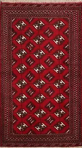 Red Geometric Bokhara Rug Traditional Wool Handmade 4x6 ft - Picture 1 of 17