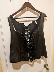 Woman's Faux Leather Steel Bonded Overbust Corset Vest Size 3XL W19"X L19" - Picture 1 of 24