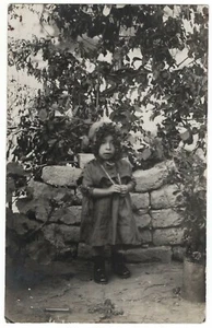 Antique child photo Turkish little girl in garden children found RPPC *6531F - Picture 1 of 1