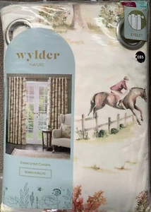 Riva Home Riding Pursuits Horses Eyelet Curtains from Dunelm 90"x72" (W x L)Pair - Picture 1 of 12