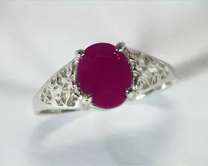 Natural Genuine Ruby Sterling Silver Fine Ring in a Antique Design RSS,464 - Picture 1 of 8