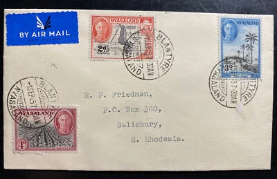 Blantyre Nyasaland 1957 cubierta de correo aéreo a Salisbury Rodesia del Sur Foto 1 de 2