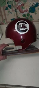 VINTAGE 1960S SOUTH CAROLINA GAMECOCKS HELMET ON WOODEN BASE - Picture 1 of 5