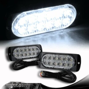 2X White 12-LED Car Truck Emergency Flash Warn Beacon Strobe Lights Universal 3 - Bild 1 von 4