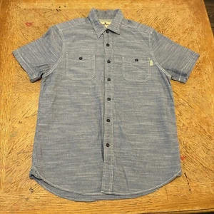 Woolrich Shirt Men's Medium Cotton Blue Denim Short Sleeve Button Down - Picture 1 of 6