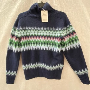 Free Assembly Woman's Sweater Chevron Mock Neck Recycled Polyester Blue S, M. XL - Picture 1 of 22