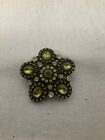 green stones Pin back Small vintage broach Various light