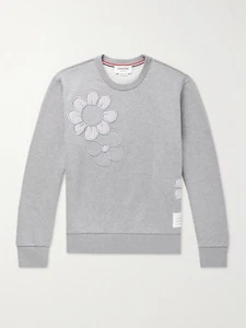 THOM BROWNE Floral Bordado Vidente Sucker-Recorte Algodón-Camiseta Sudadera Talla 2 - Imagen 1 de 5