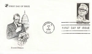 US Scott #1874, First Day Cover 1/4/81 Pekin Single Dirksen - Picture 1 of 1